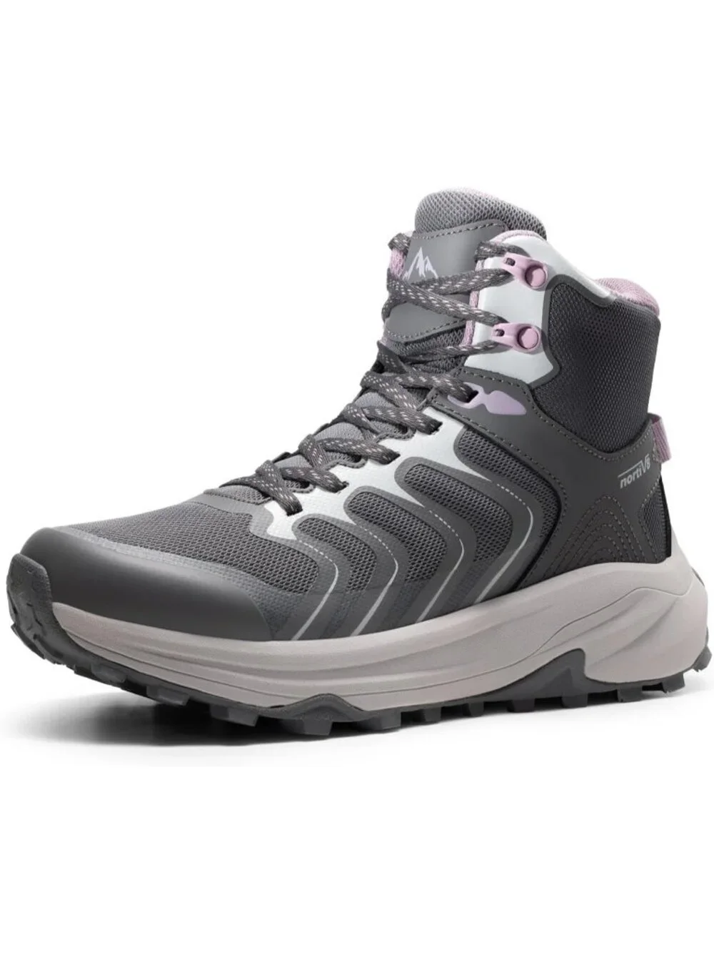 Men's Dark Grey Waterproof Shoes Casual High Top Round Toe Non Slip Hiking Boots